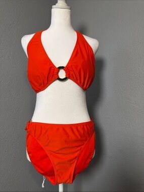 Old Navy Orange Halter Bikini with Ring Detail